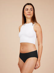 woman wearing one size stretch period pants
